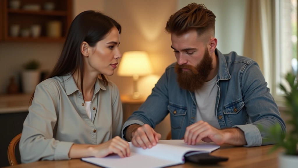 Para siedzi przy stole z notatnikami i dyskutuje o budżecie domowym