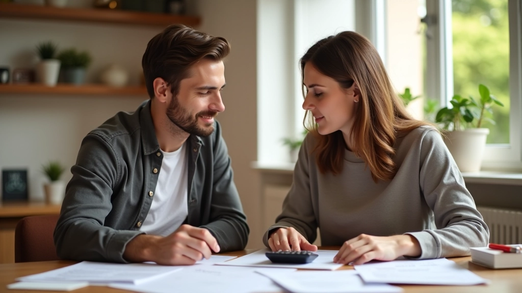 Para planuje budżet domowy przy stole z notatkami i dokumentami